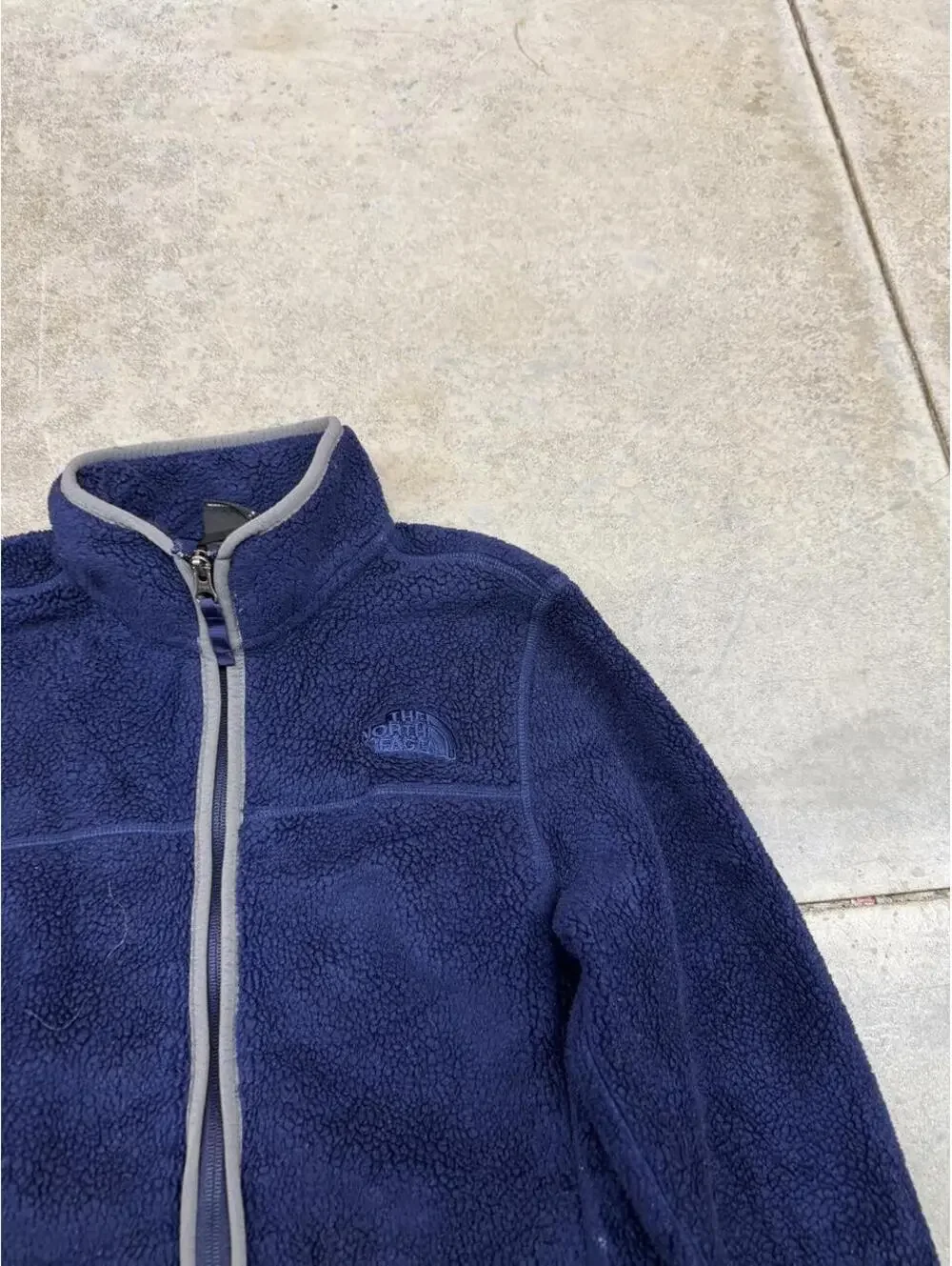 vintage the north face blue full zip fleece jacket size small